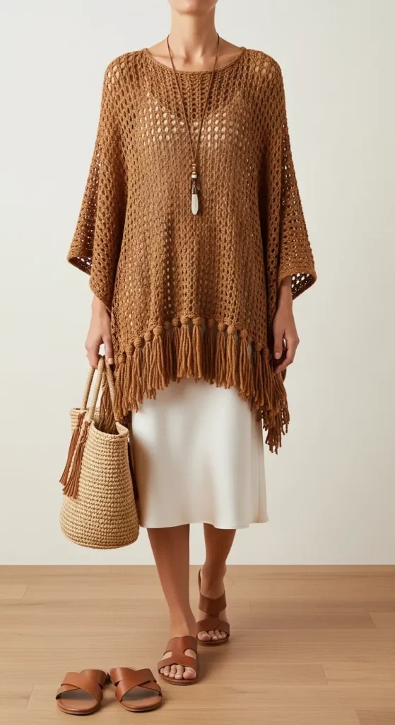 Earthy Crochet Poncho