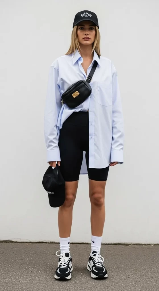 The Oversized Shirt & Biker Shorts The Oversized Shirt & Biker Shorts