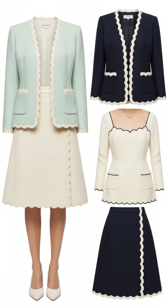 The Scallop-Trim Tweed Suit