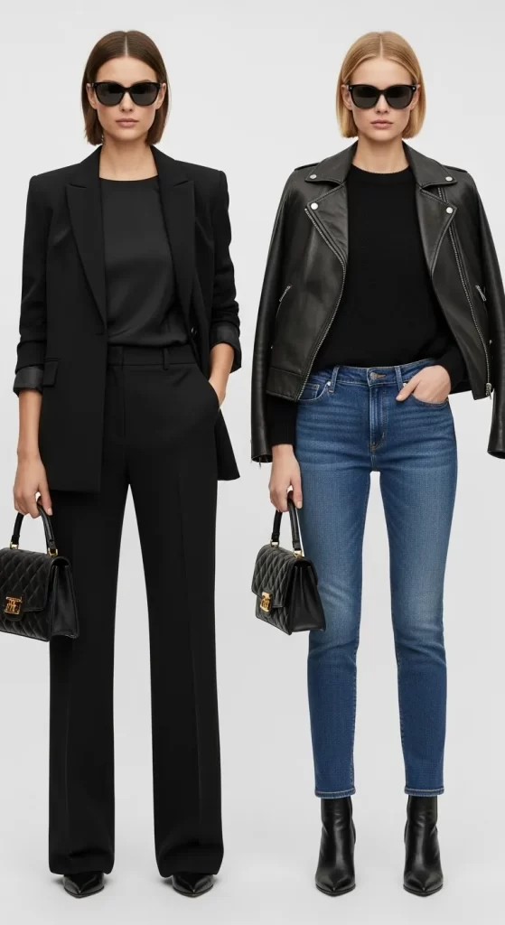 The Versatile Black and Denim Pairing The Versatile Black and Denim Pairing