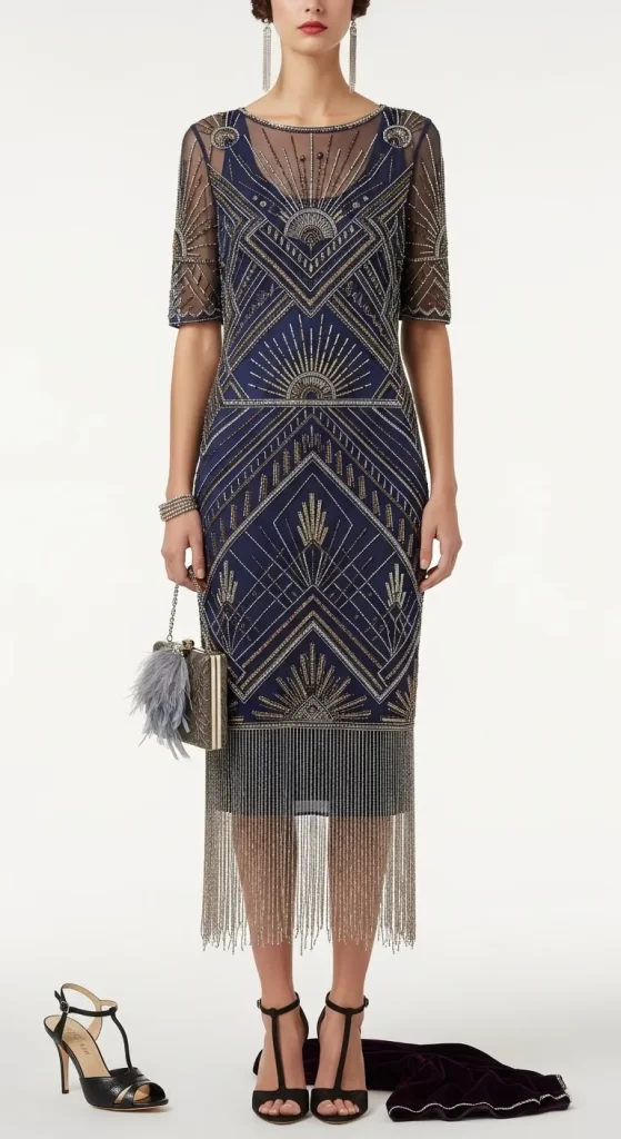 The Midnight Art Deco Beaded Dress The Midnight Art Deco Beaded Dress