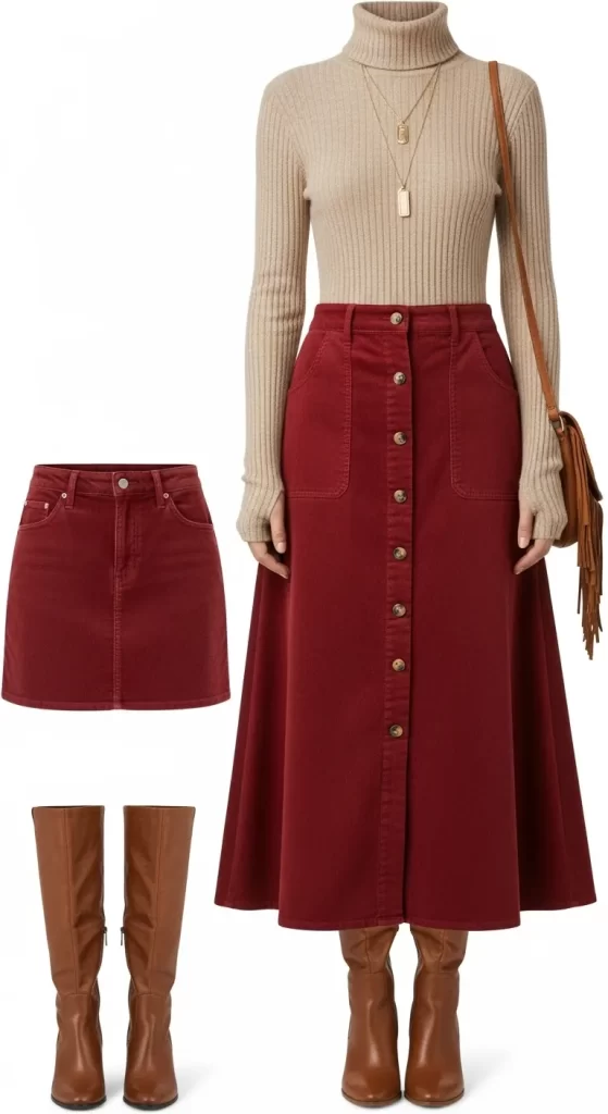 The Autumnal Corduroy Skirt Combo