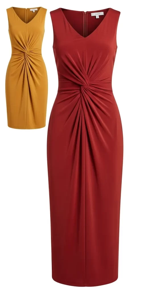  The Knot-Front Ruched Sheath Dress