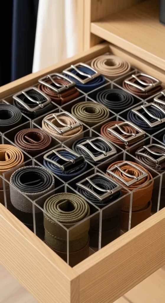 The Compartmentalized Belt Drawer The Compartmentalized Belt Drawer