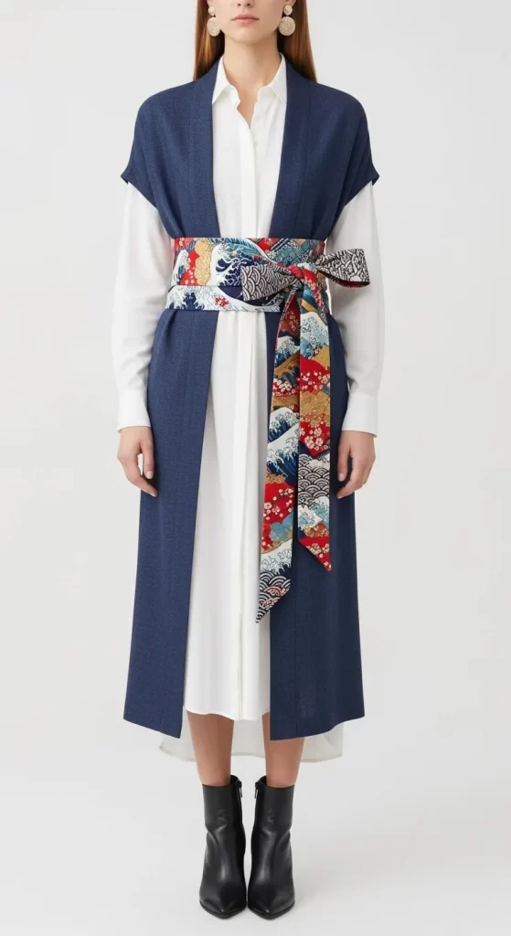 The Japanese Wave Obi Belt The Japanese Wave Obi Belt