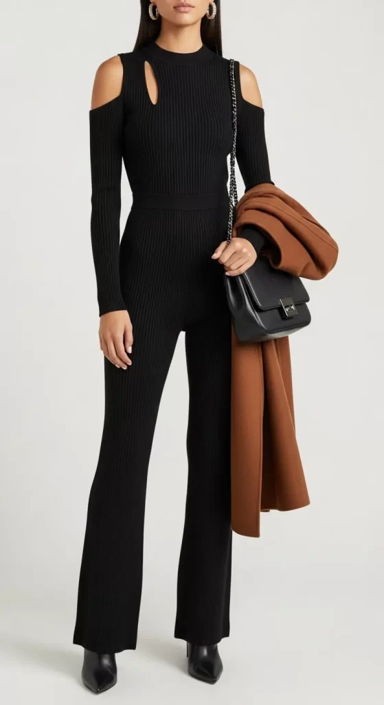 The Sleek Cutout Knit Jumpsuit The Sleek Cutout Knit Jumpsuit