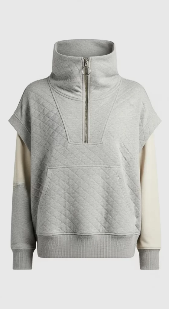 The Quilted Funnel-Neck Pullover