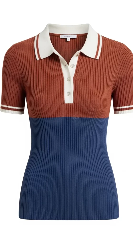 The Retro Ribbed-Knit Polo Top
