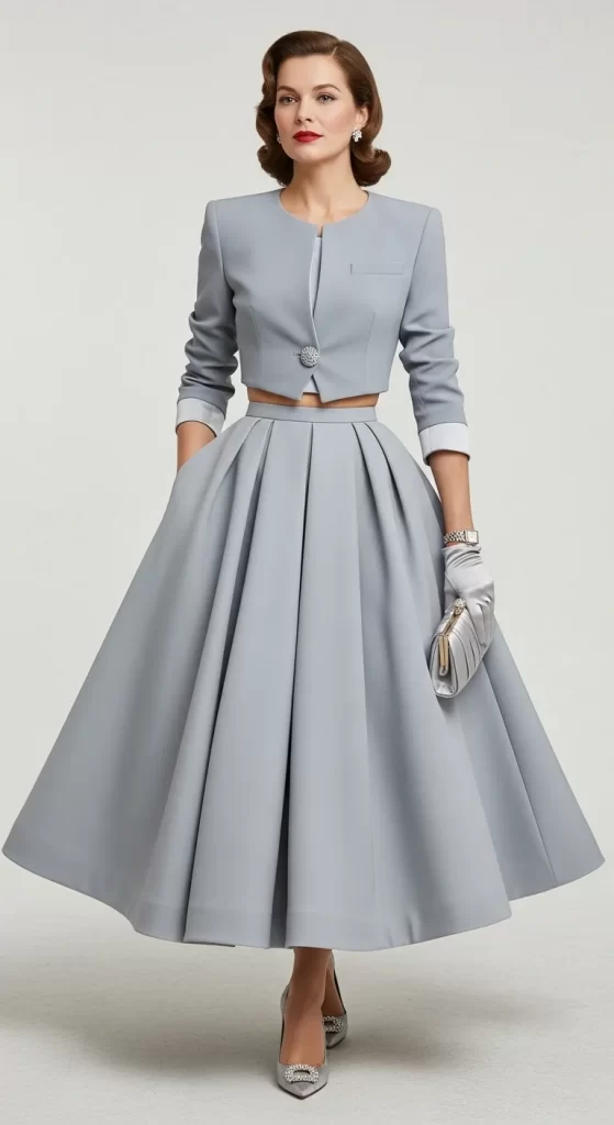 The Cropped Jacket & Full Skirt Set