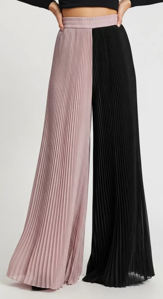 The Two-Tone Pleated Palazzo Trousers