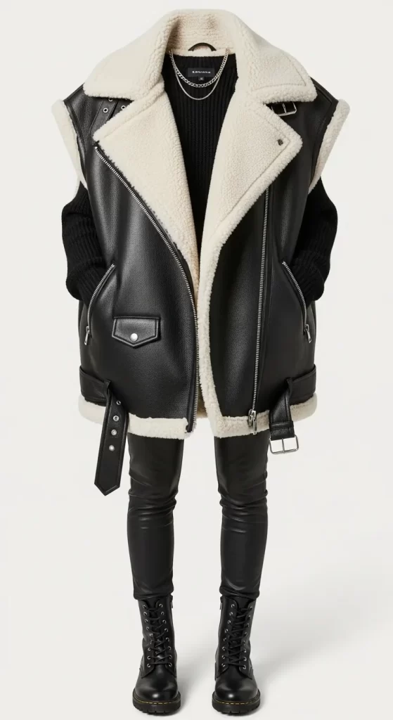 The Edgy Shearling-Lined Moto Vest The Edgy Shearling-Lined Moto Vest