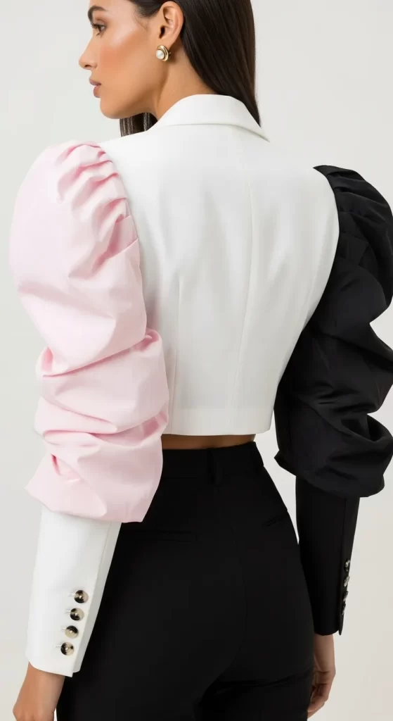 The Architectural Puff-Sleeve Crop Blazer The Architectural Puff-Sleeve Crop Blazer