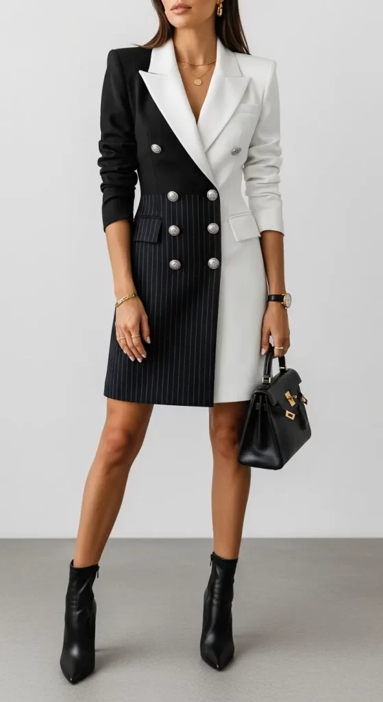  The Dual-Tone Blazer Dress