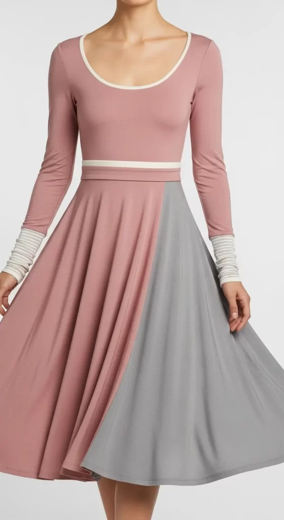 The Color-Block Knit Fit-and-Flare Dress