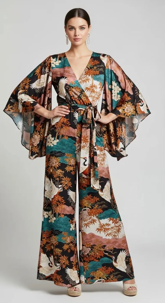 The Artistic Crane Print Jumpsuit The Artistic Crane Print Jumpsuit