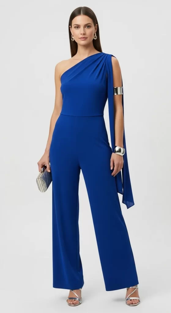 The Grecian-Inspired Cobalt Jumpsuit The Grecian-Inspired Cobalt Jumpsuit