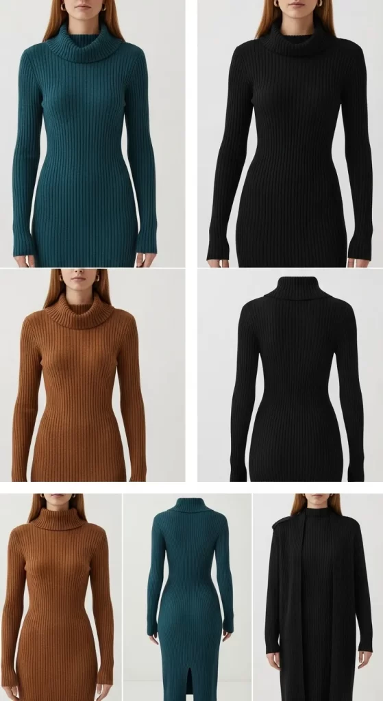 The Ribbed-Knit Turtleneck Midi Dress