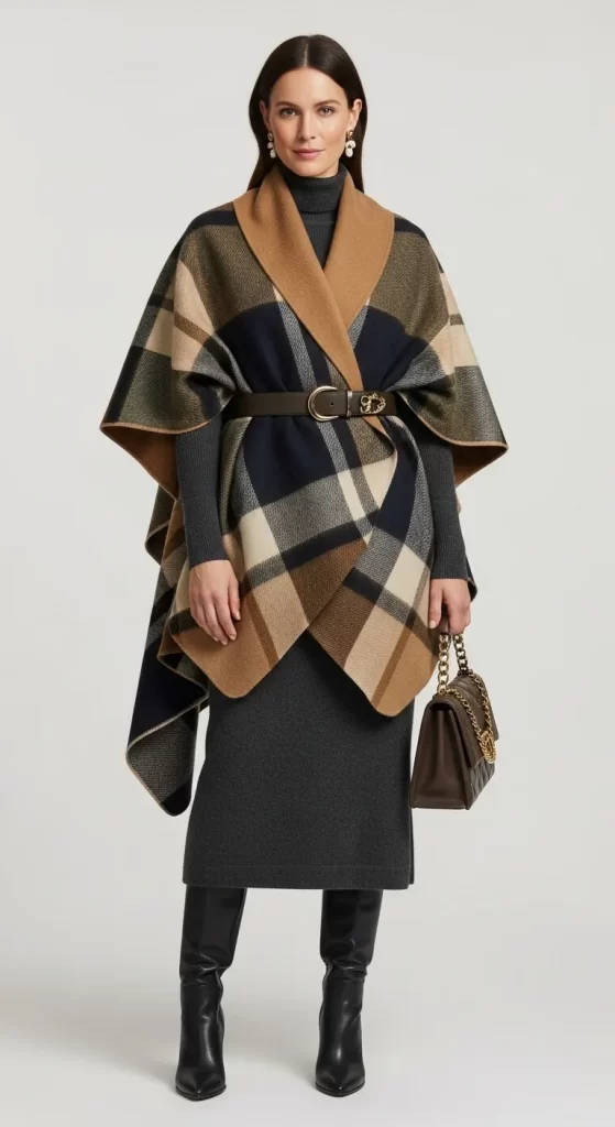 The Belted Plaid Ruana Wrap The Belted Plaid Ruana Wrap
