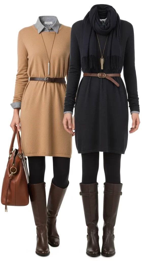 The Layered Sweater Dress Look The Layered Sweater Dress Look