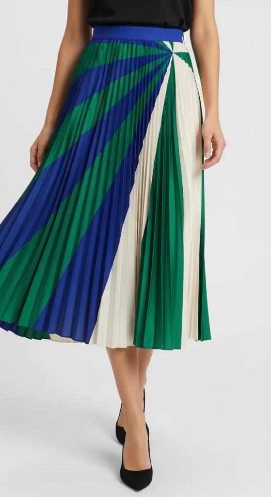 The Graphic Color-Block Pleated Skirt