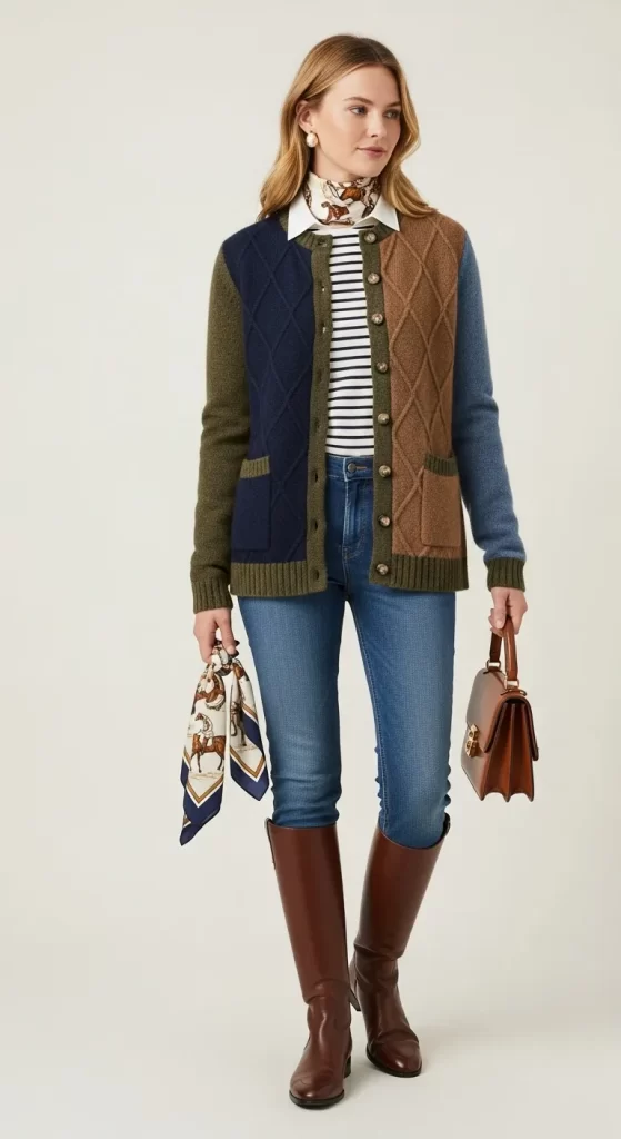 The Equestrian Patchwork Cardigan The Equestrian Patchwork Cardigan