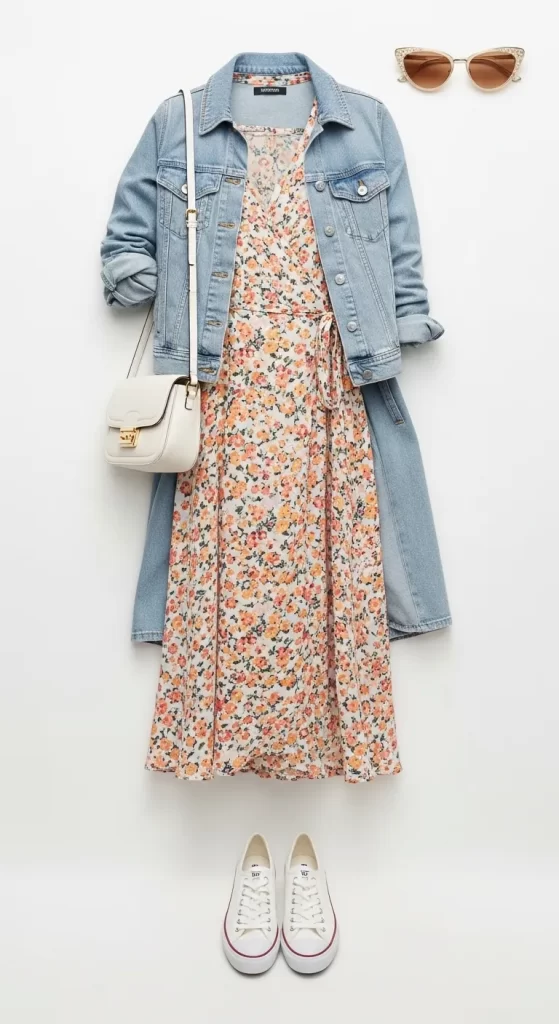 The Casual Floral Dress and Sneakers Combo The Casual Floral Dress and Sneakers Combo
