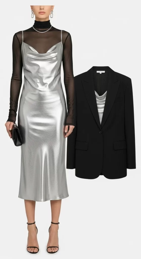 The Edgy Metallic Slip Dress The Edgy Metallic Slip Dress