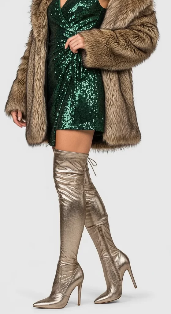 The Glamorous Metallic Thigh-High Boot