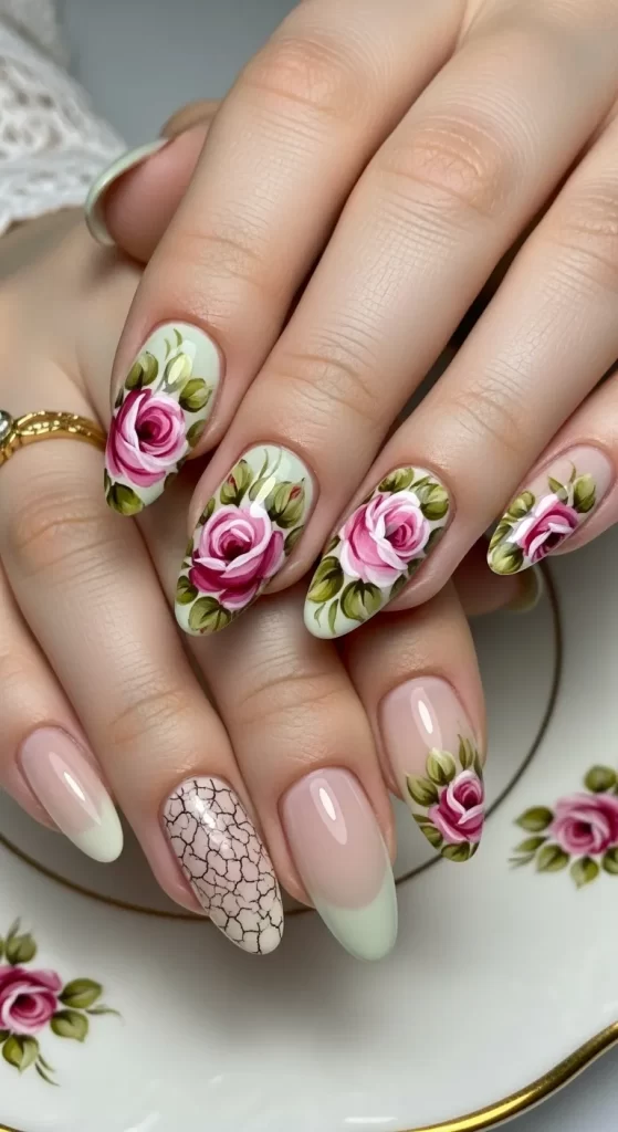 Antique Rose & Cracked Porcelain