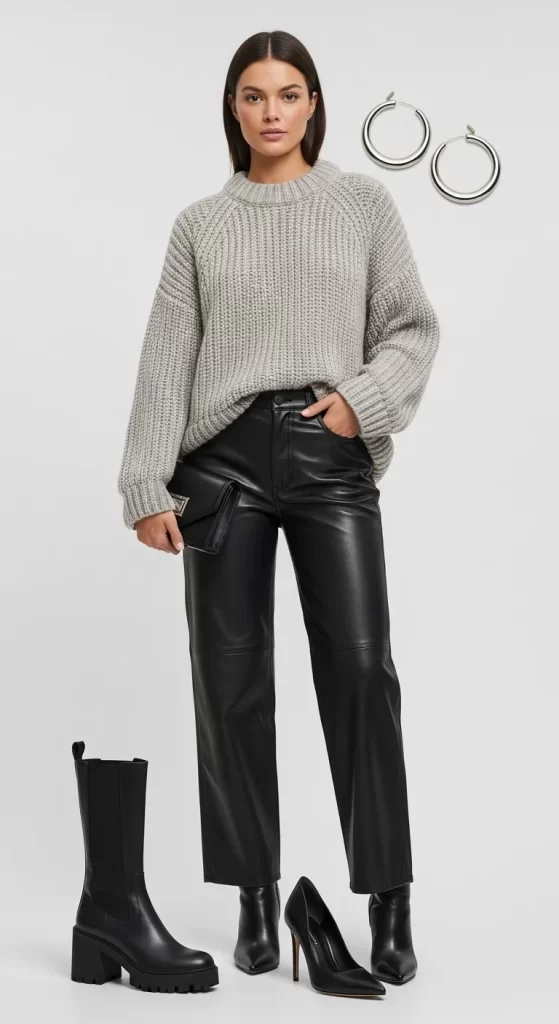 The Knit and Leather Contrast The Knit and Leather Contrast