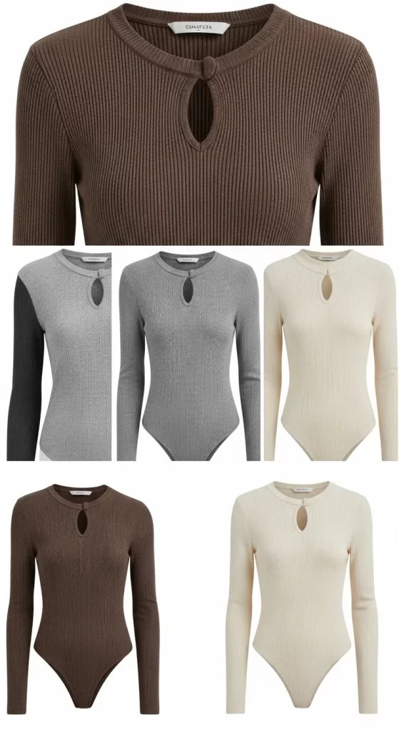 The Keyhole Ribbed Long-Sleeve Bodysuit
