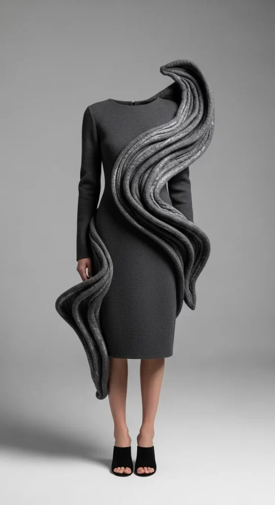 The Sculptural Wave Knit Sheath The Sculptural Wave Knit Sheath