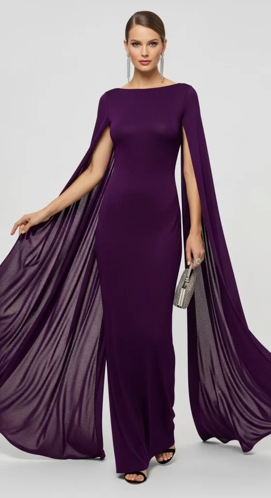 The Regal Plum Cape Gown The Regal Plum Cape Gown