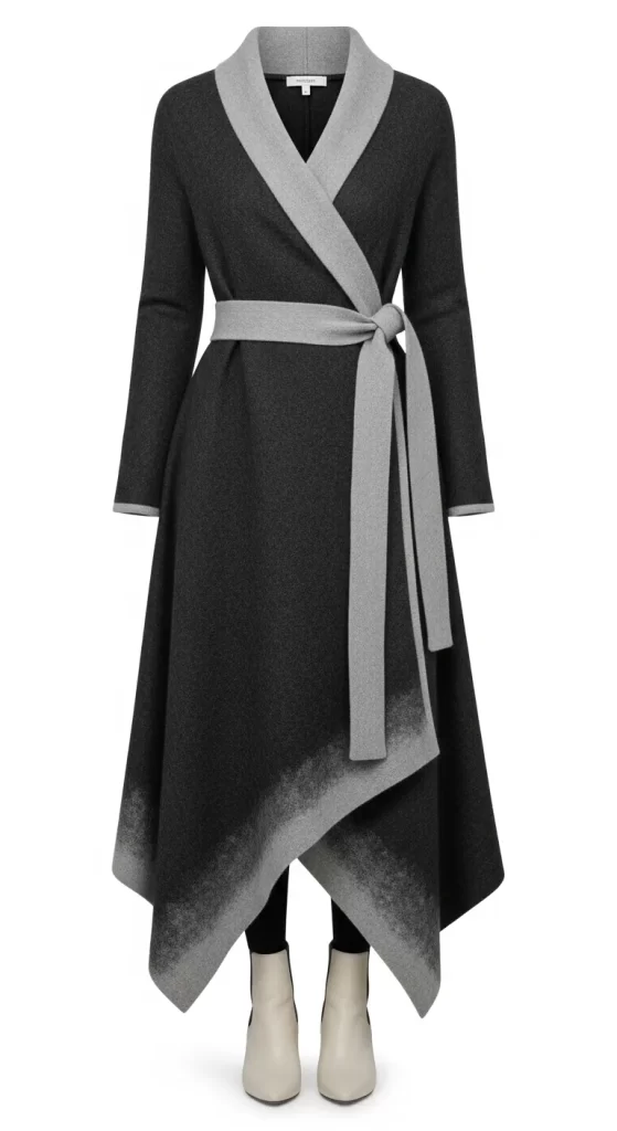 The Ombré Hem Wrap Coat-Dress The Ombré Hem Wrap Coat-Dress