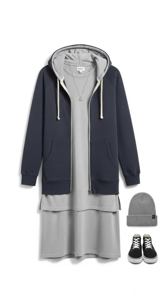 The Layered T-Shirt Dress & Hoodie Set The Layered T-Shirt Dress & Hoodie Set