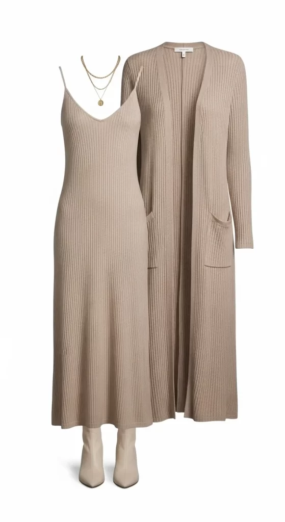 The Ribbed Knit Cami Dress & Duster Set The Ribbed Knit Cami Dress & Duster Set