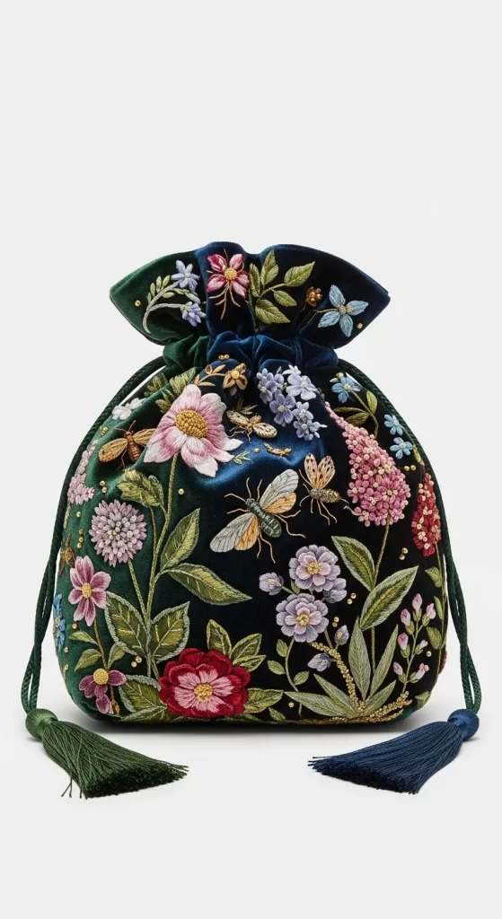 The Embroidered Botanical Pouch