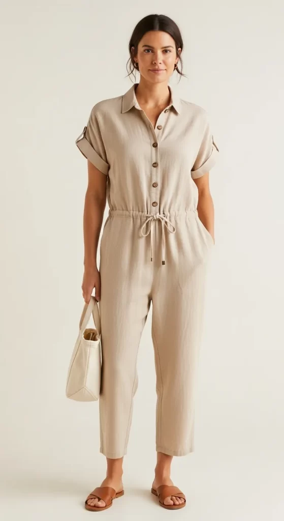 The Linen Blend Utility Jumpsuit The Linen Blend Utility Jumpsuit