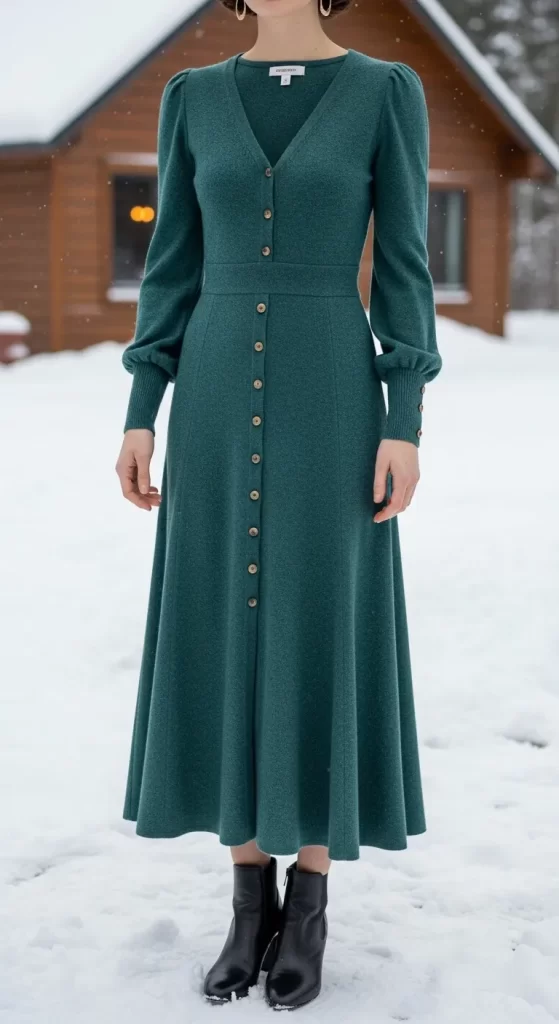 The Forest Green Button-Front Midi The Forest Green Button-Front Midi